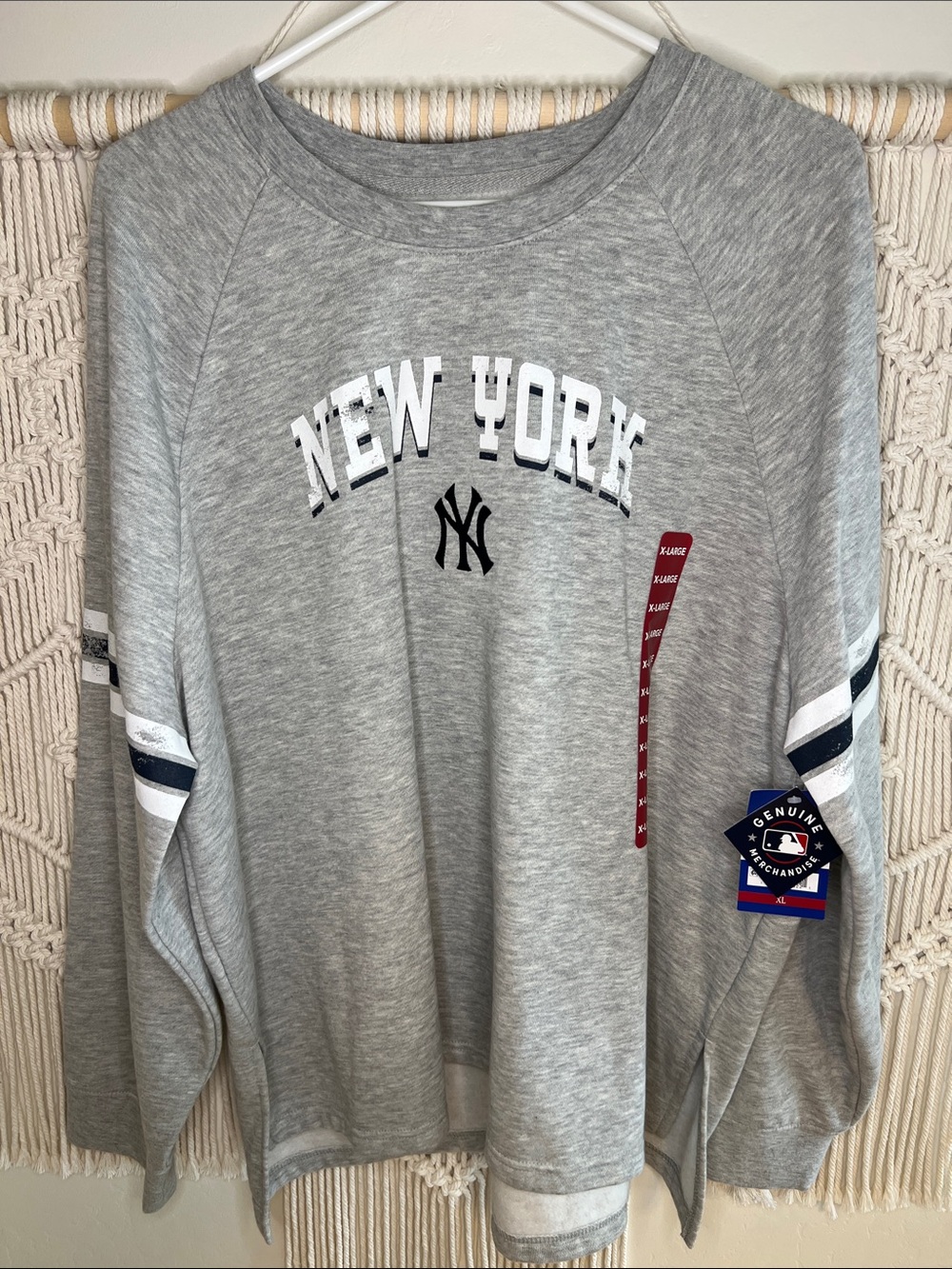 Genuine Merchandise Grey New York Crewneck Sweatshirt with Navy Accents